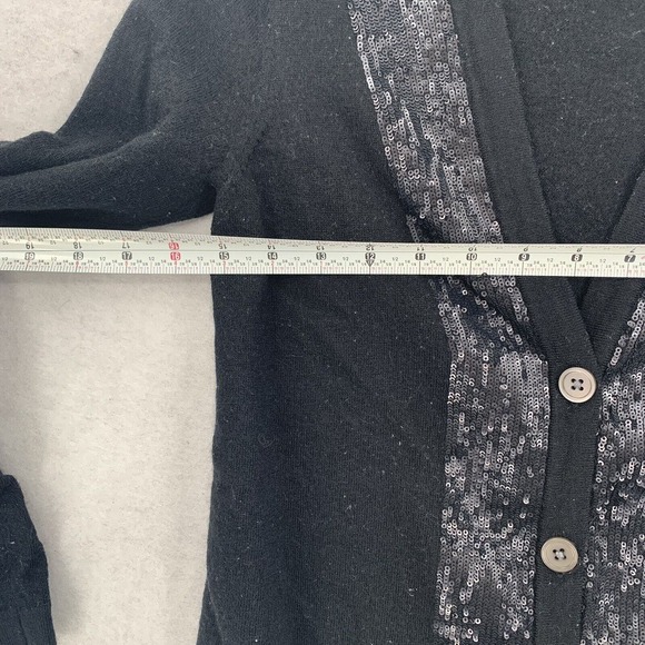 Eddie Bauer Merino Wool Button Cardigan Dark‎ Academia Black Blouse sweater S - Picture 4 of 6